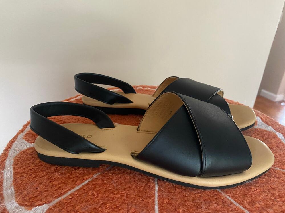 Nisolo Sandal Women's Size 7.5 Black All-Day Cross Strap Leather SlingBack
